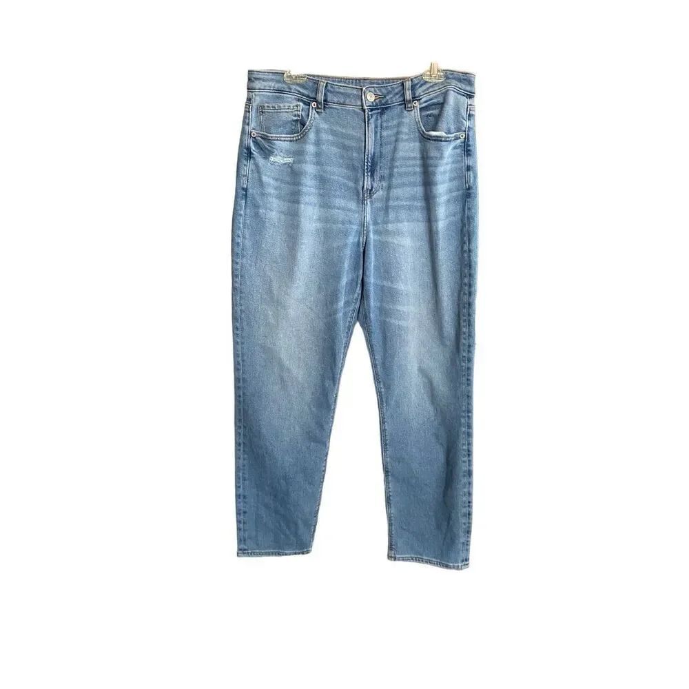 American eagle women’s mom jeans distressed stretch blue jeans, S/14